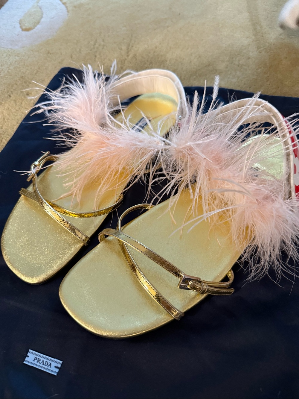 Authentic Prada Gold Leather Feather Sandals - Picture 10 of 10